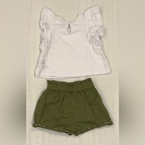 Janie and Jack White Textured Top with Poplin Paperbag Waist Short Sz 12-18m